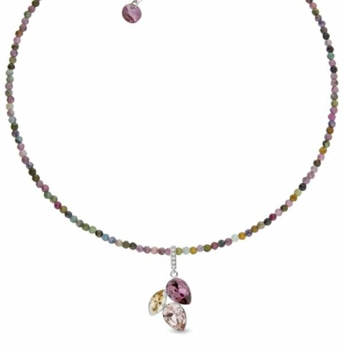 Collier Spark A0277VRTU. cristal Swarovski et pierres naturelles vieux rose. bijouterie PINTO à JUSEY en Haute-Saône.