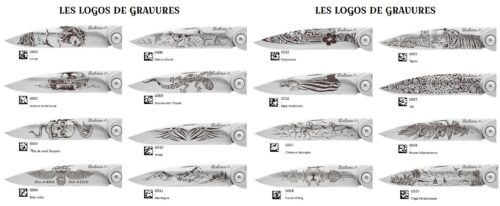 logo gravure lame de couteau acier personnalisable