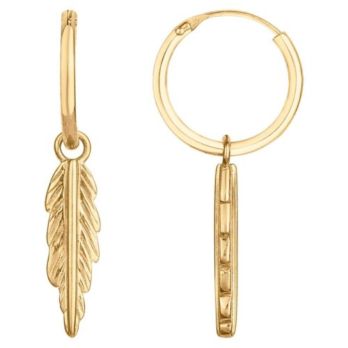 Boucles d'oreille plaqué or créole plume 66400029