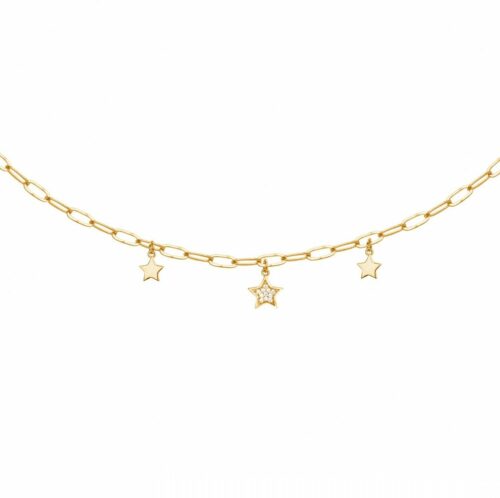 Collier plaqué or 3 étoiles 66700052