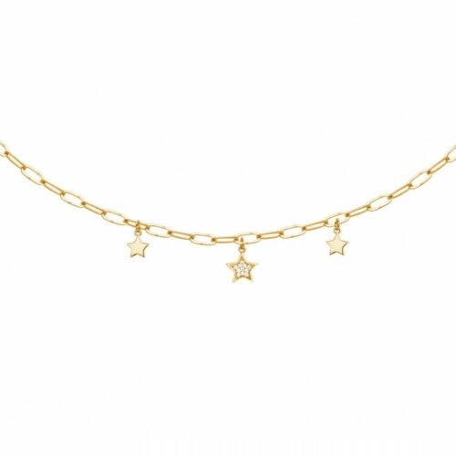 Collier plaqué or 3 étoiles 66700052