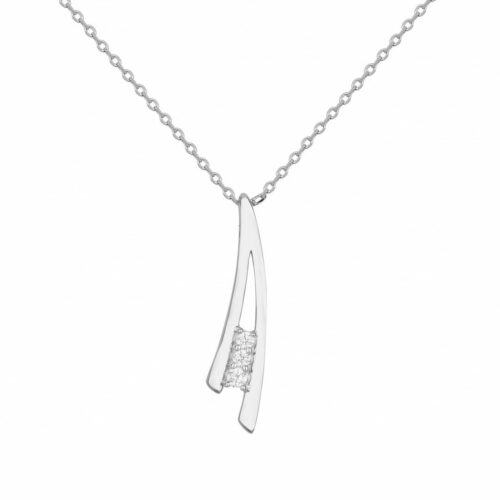 Collier argent 70700775 triangle 3 oxydes pierre blanc Bijouterie pinto Jussey haute saone