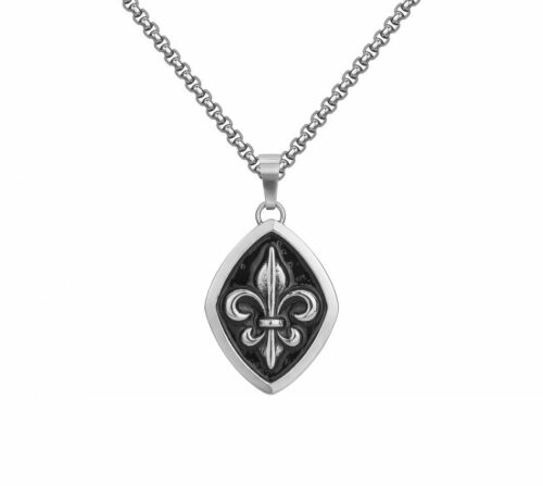 Collier Homme acier fleur de lys 750216