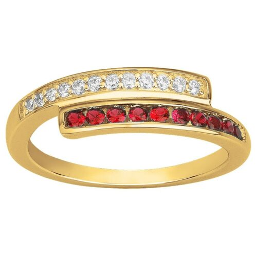 Bague plaqué or croisé rouge 76100202