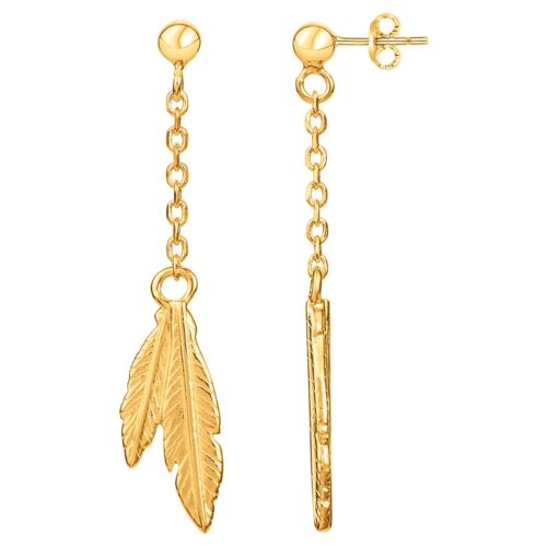 Boucles d'oreille plaqué or plume 76400041