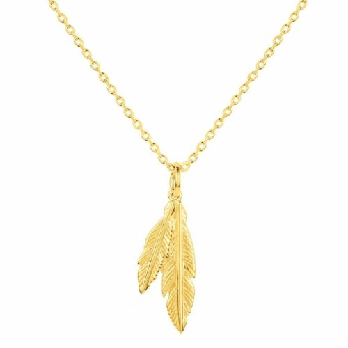 Collier plaqué or double plume 76700051