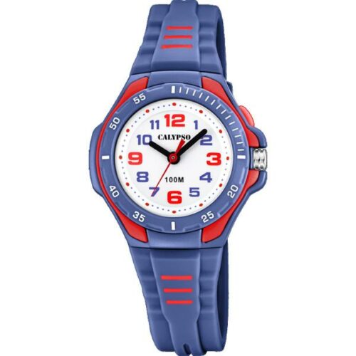 Montre Enfant Calypso K5757/5 bleu rouge ado chronomètre, alarme