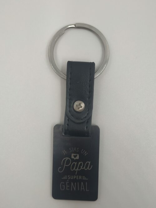 Porte clés acier "je suis un papa super génial" Sous verre ardoise thème foot Paris saint germain bijouterie PINTO Jussey Haute-Saône cadeau orignal homme