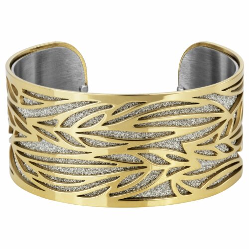 Bracelet acier manchette doré glitter 832-127J Bijouterie pinto à jussey