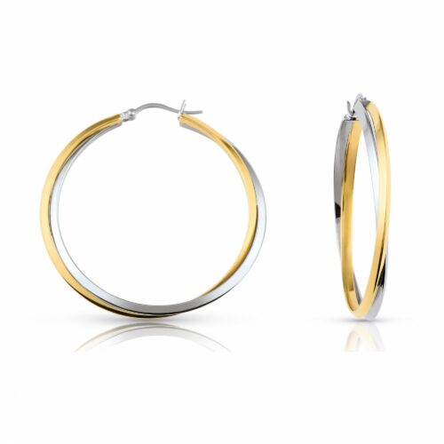 Bijouterie pinto à jussey Boucle d'oreille acier créole bicolore 842043.j