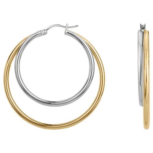 Boucle d'oreille acier créole bicolore 842142.j