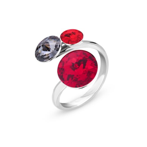 Bague argent Spark Lollipop Rouge A127RN crsital Swarovski rouge gris . Bijouterie pinto à jussey