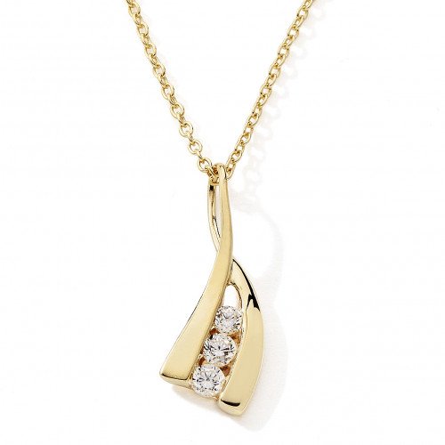 Collier Or 9k N11702 375/1000 virgule 3 oxydes