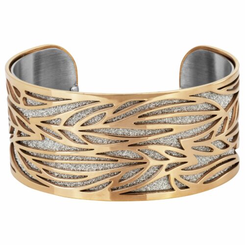 Bracelet acier manchette rosé pailleté glitter 832-127R Bijouterie pinto à jussey