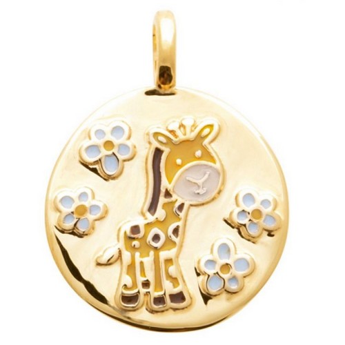 Bijouterie pinto à jussey médaille plaqué or girafe couleur laque baptême