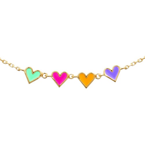 Collier enfant fille Plaqué or 3 cœur couleur 92209637