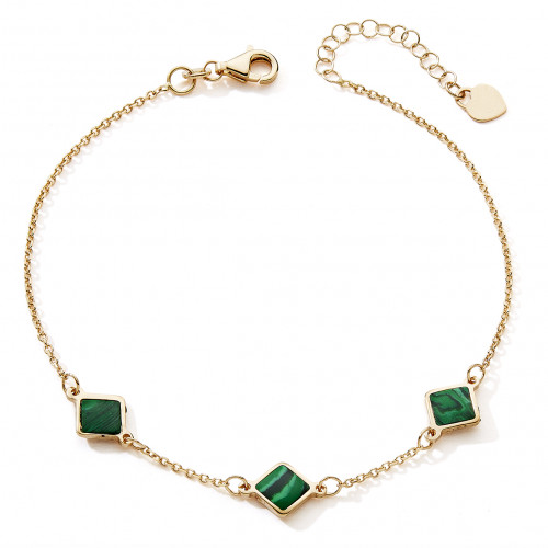 Bracelet Or 18K malachite pierre naturelle verte 11870