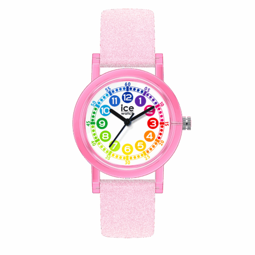 Montre Enfant Ice Learning - Pink glitter 022 689 bracelet pailleté chiffres couleurs