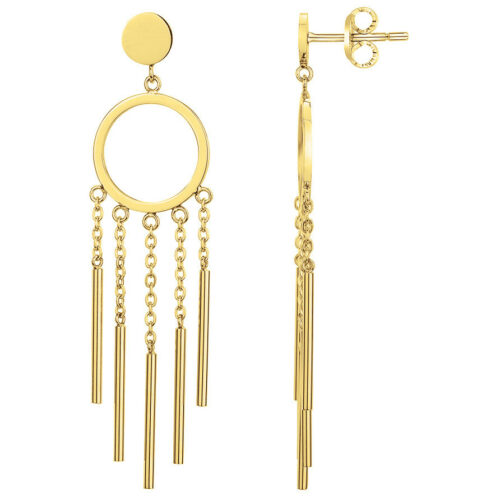 Boucles d'oreille acier doré pendante cercle barrette