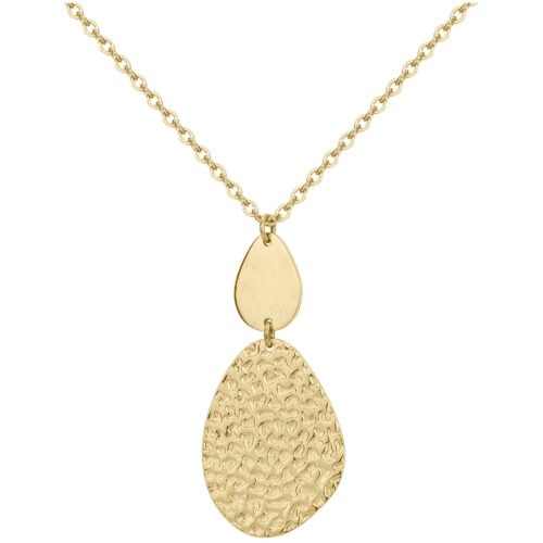 Collier acier doré goutte martelée