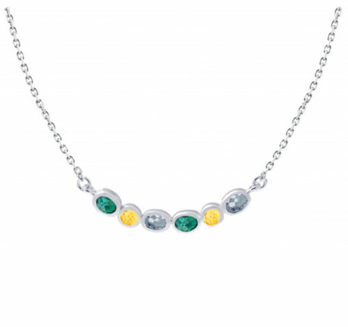 VY 432 Collier Argent pierre naturelle citrine topaze london et quartz vert couleur bleu jaune vert