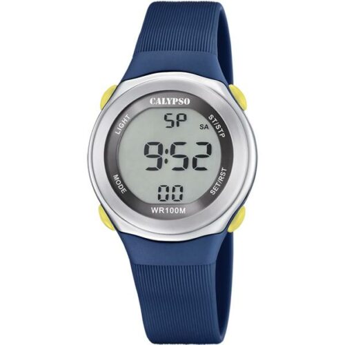 Montre Enfant Calypso Digital K5822/2bleu bouton jaune ado chronomètre, alarme