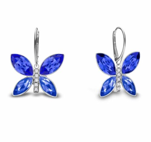 Boucles d'oreille Spark cristal Swarovski Imago Long A0475B bleu papillon. bijouterie PINTO à JUSEY en Haute-Saône.