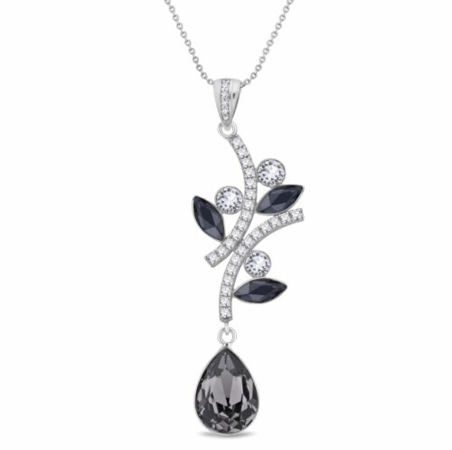 Collier Spark Wild Vine A0518GR pendent floral noir blanc et gris bijouterie PINTO à JUSEY en Haute-Saône.