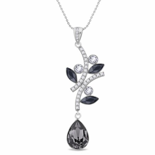 Collier Spark Wild Vine A0518GR pendent floral noir blanc et gris bijouterie PINTO à JUSEY en Haute-Saône.