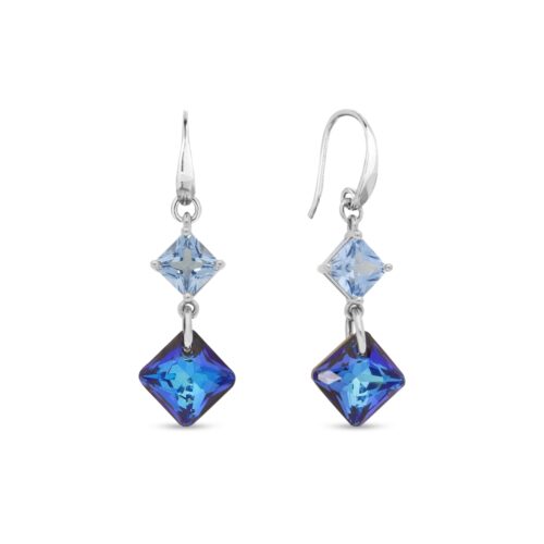 Boucles d'oreille Spark losange bleu crochet pendante cristal Swarovski bijouterie PINTO à JUSEY en Haute-Saône.