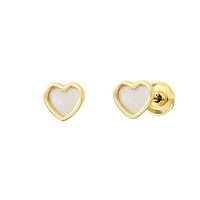 Boucles d'oreille Or 9k cœur nacre XBOR143 enfant fermoir sécurisé