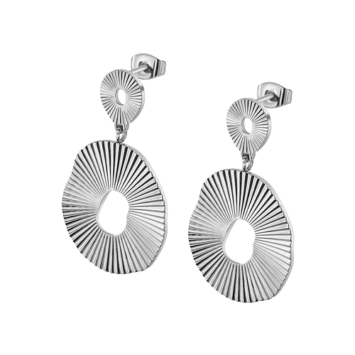 femme boucles d'oreille acier lotus pendante
