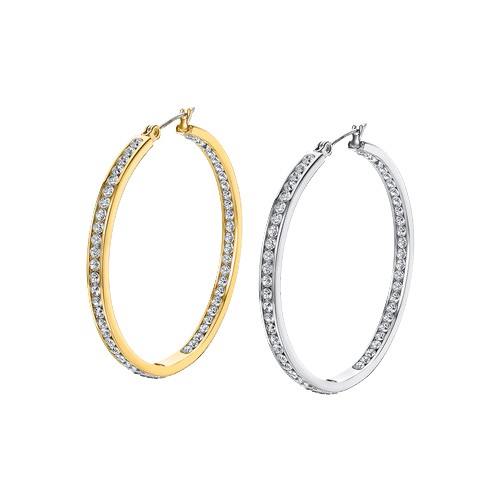 f boucles d'oreille acier lotus créole Rond ls2356 pierre brillant ou doré