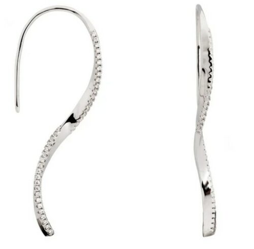 Boucles d'oreille argent LineA 20001-A crochet vrillées modernes et originales avec brillants pierres