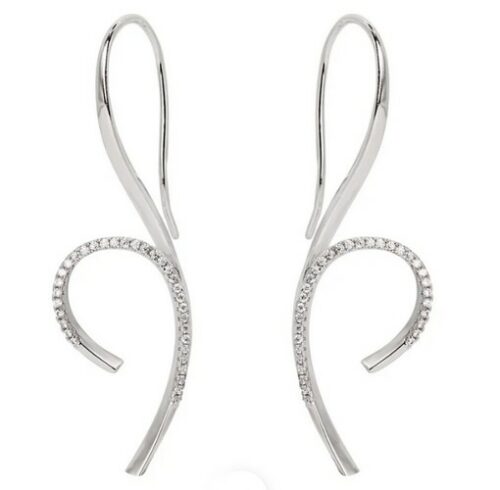 Boucles d'oreille argent LineA 20002-A torsadées volutes avec brillants pierres modernes originales