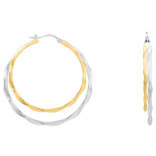 Boucle d'oreille acier créole bicolore 842-051.j