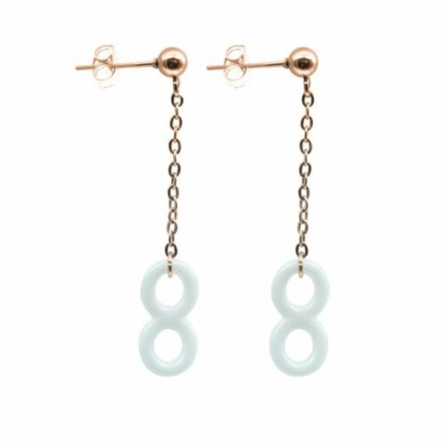 Boucle d'oreille acier Rosé céramique infini LA-E026