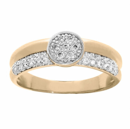 Bague plaquée or 2 anneaux rond empierrée 962257