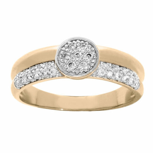 Bague plaquée or 2 anneaux rond empierrée 962257