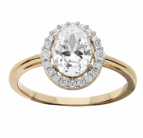 Bague plaqué or empierrée 962263W marquise ronde pierre taille 50 à 66