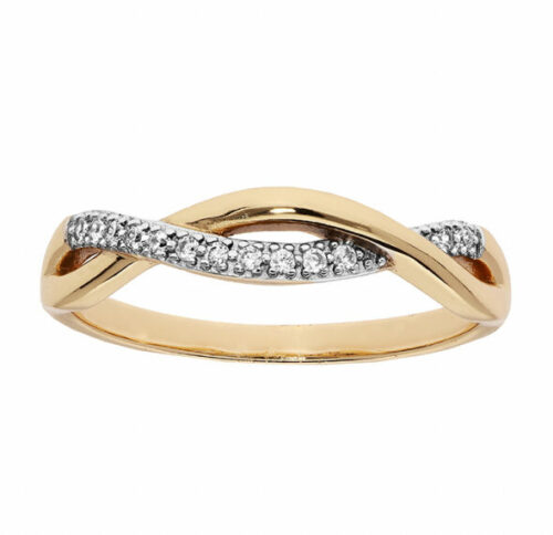 Bague plaquée or Tressée empierrée 968805 taille 50 à 66