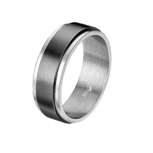 Bague Homme Lotus Acier Anti stress Noir LS2395/3/2