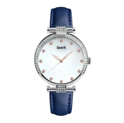 Montre Spark cristaux Swarovski Rivoli BLeu j0265B cuir