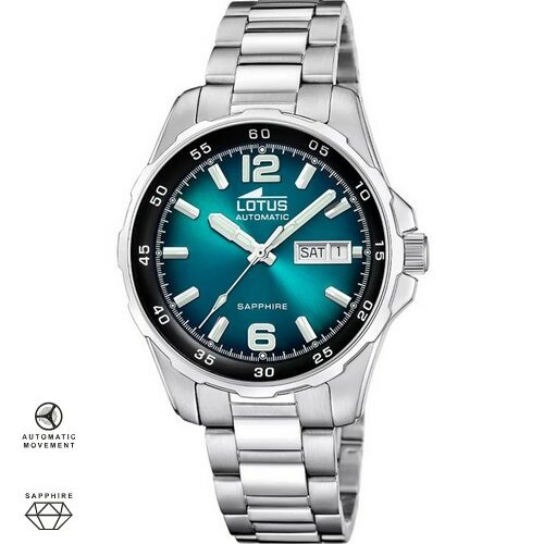 LOTUS Automatique 18997/1 bleu turquoise jour + date