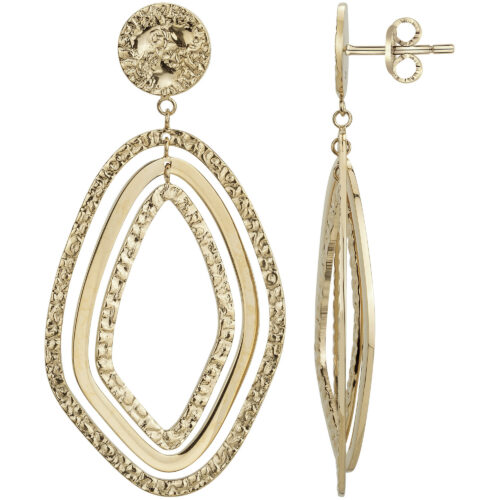 Boucles d'oreille acier doré anneaux ovales martelés 842.199