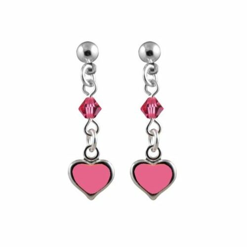 Boucles d’oreille Argent cœur rose 010851 enfant pendantes Bijouterie PINTO Jussey