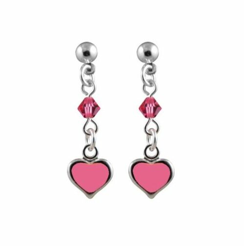 Boucles d’oreille Argent cœur rose 010851 enfant pendantes Bijouterie PINTO Jussey