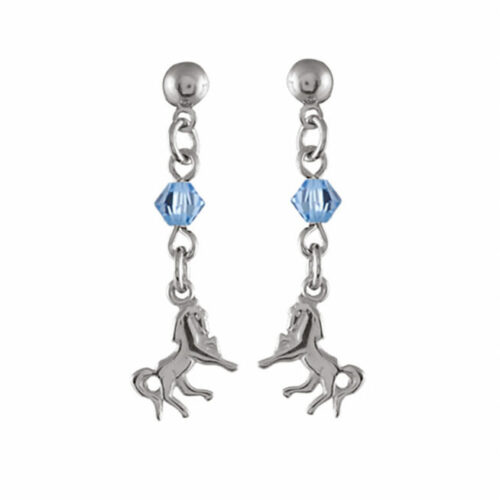 Boucles d’oreille Argent cheval bleu 011560 enfant ado fille Bijouterie PINTO à JUssey