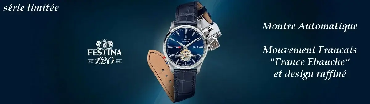 montre festina homme cuir bleu automatique série spéciale et limité 120 ans