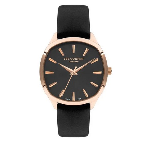 Montre Femme Lee Cooper LC07578.451 cadran carré arrondi bracelet cuir noir. Minimaliste, moderne. Livraison gratuite à partir de 100€.
